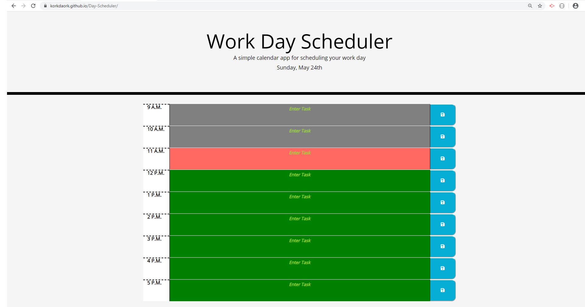 Work Day Scheduler